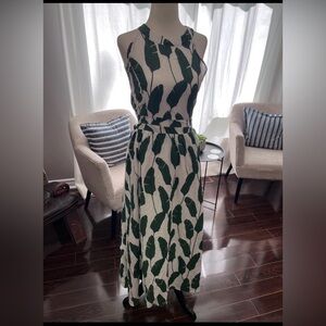 Green Leaf Print Dress